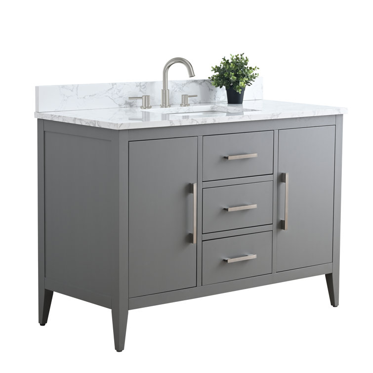 48" Cashmere Gray Single Bathroom Vanity with Engineered Marble Top