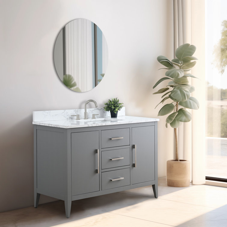 48" Cashmere Gray Single Bathroom Vanity with Engineered Marble Top