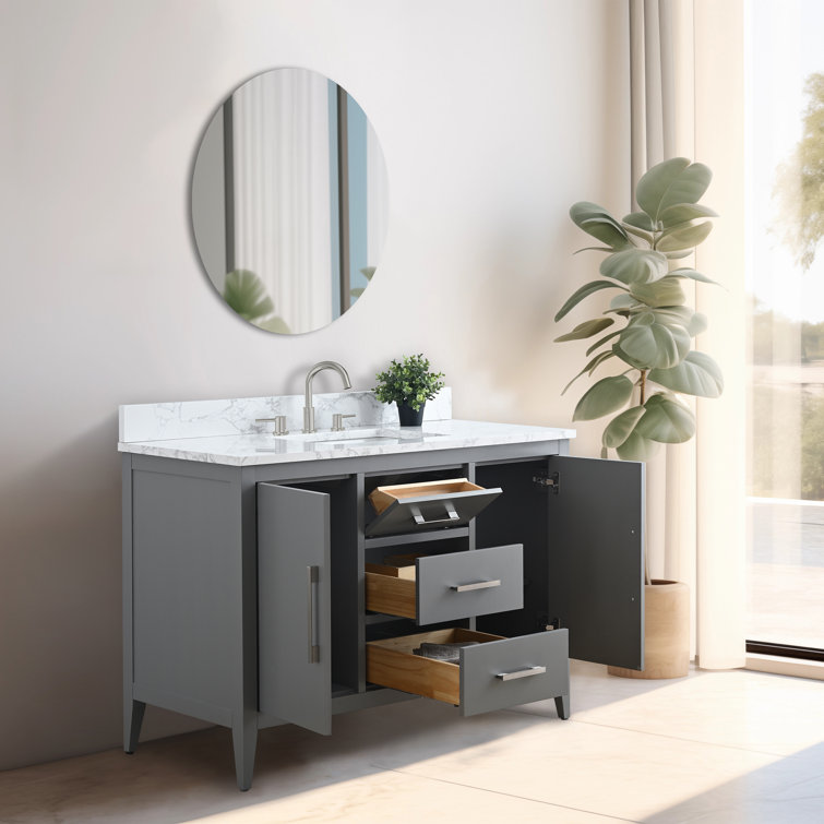 48" Cashmere Gray Single Bathroom Vanity with Engineered Marble Top
