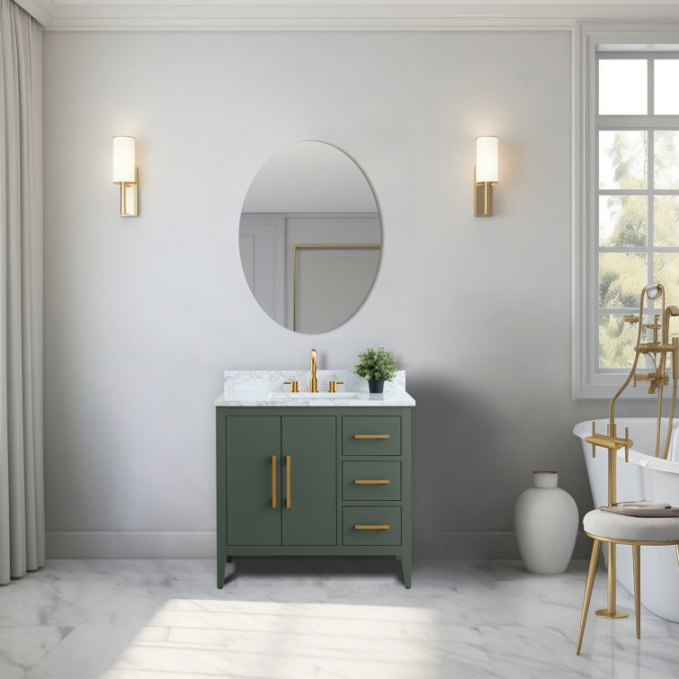 Vintage Green 36" Single Bathroom Vanity with Gold Hardware