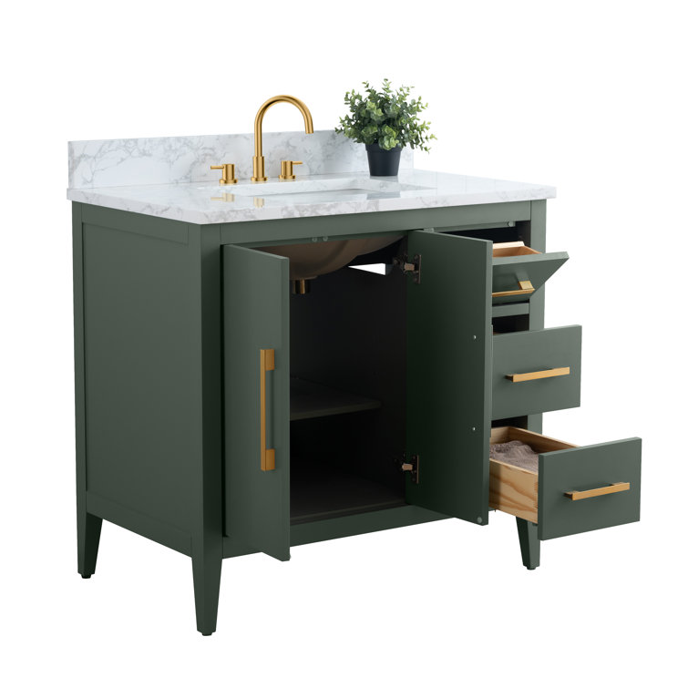 Vintage Green 36" Single Bathroom Vanity with Gold Hardware