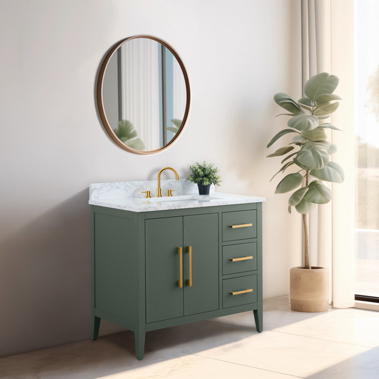 Vintage Green 36" Single Bathroom Vanity with Gold Hardware