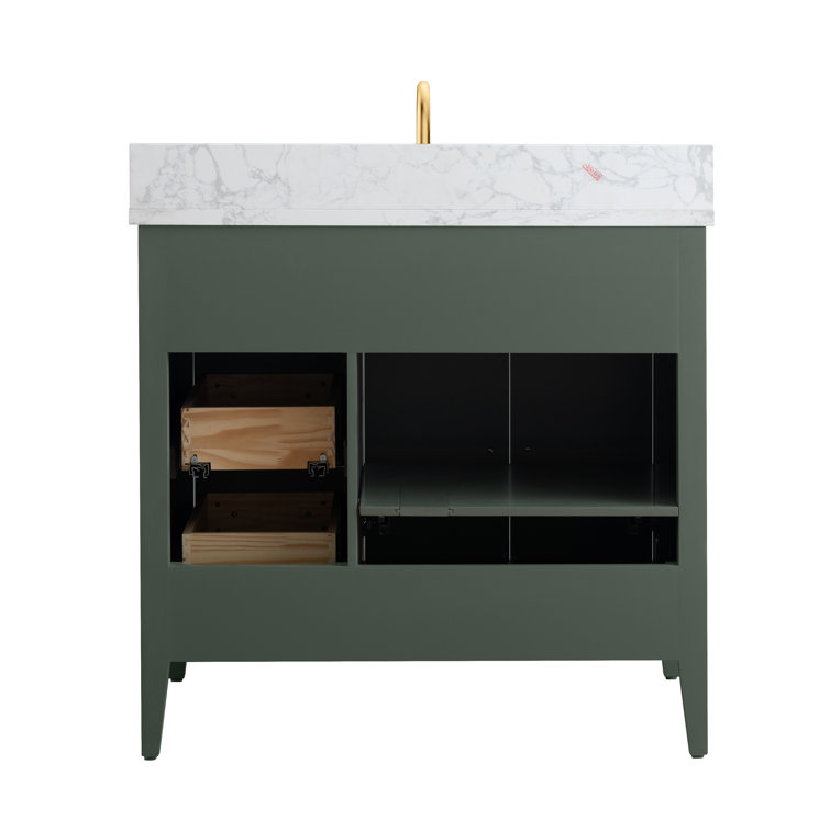 Vintage Green 36" Single Bathroom Vanity with Gold Hardware