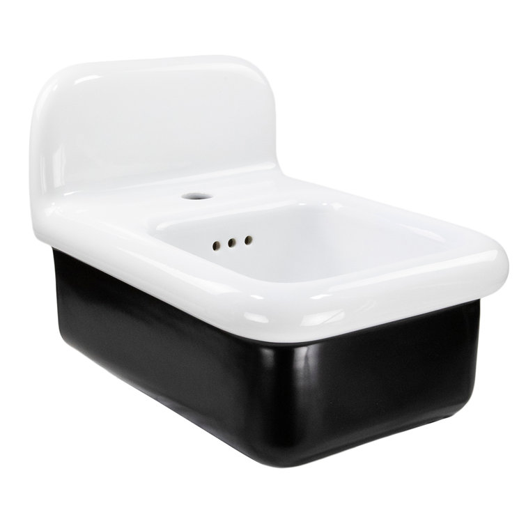Victorian 13.58'' White and Black Ceramic Wall-Mount Sink