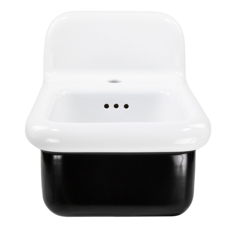 Victorian 13.58'' White and Black Ceramic Wall-Mount Sink