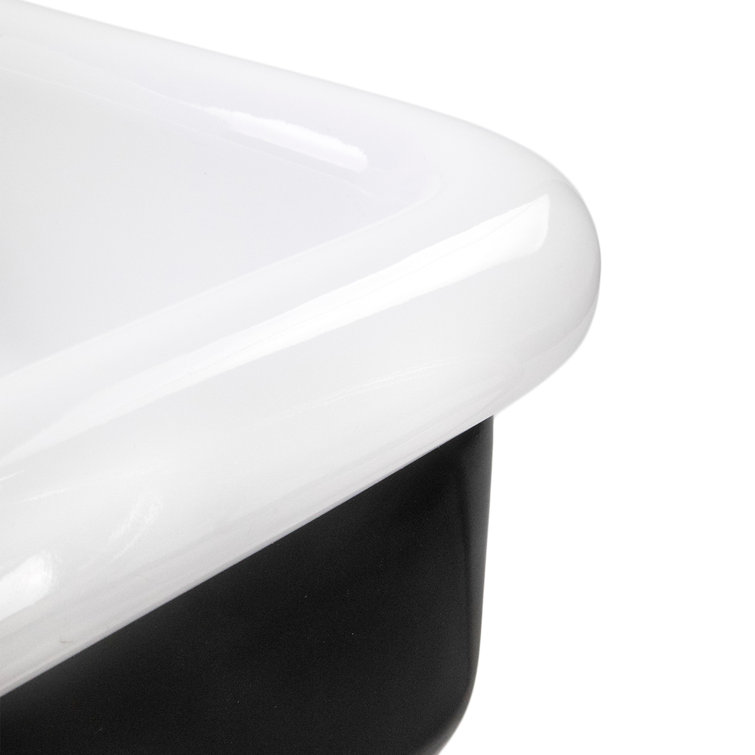 Victorian 13.58'' White and Black Ceramic Wall-Mount Sink