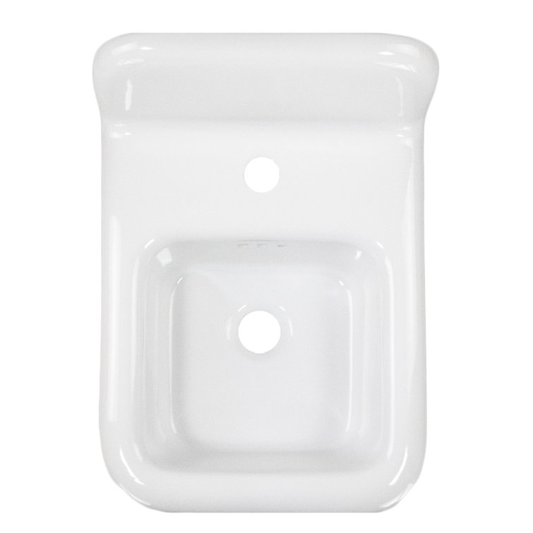 Victorian 13.58'' White and Black Ceramic Wall-Mount Sink