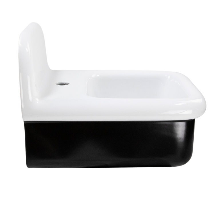 Victorian 13.58'' White and Black Ceramic Wall-Mount Sink