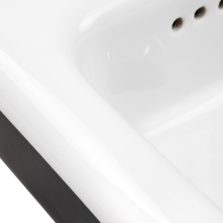 Victorian 13.58'' White and Black Ceramic Wall-Mount Sink