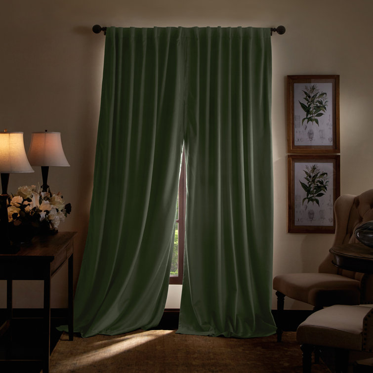 Loden Green Velvet Blackout 95" Curtain Panel Pair
