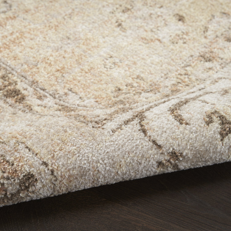 Astra Beige Floral Synthetic Rectangular Washable Area Rug