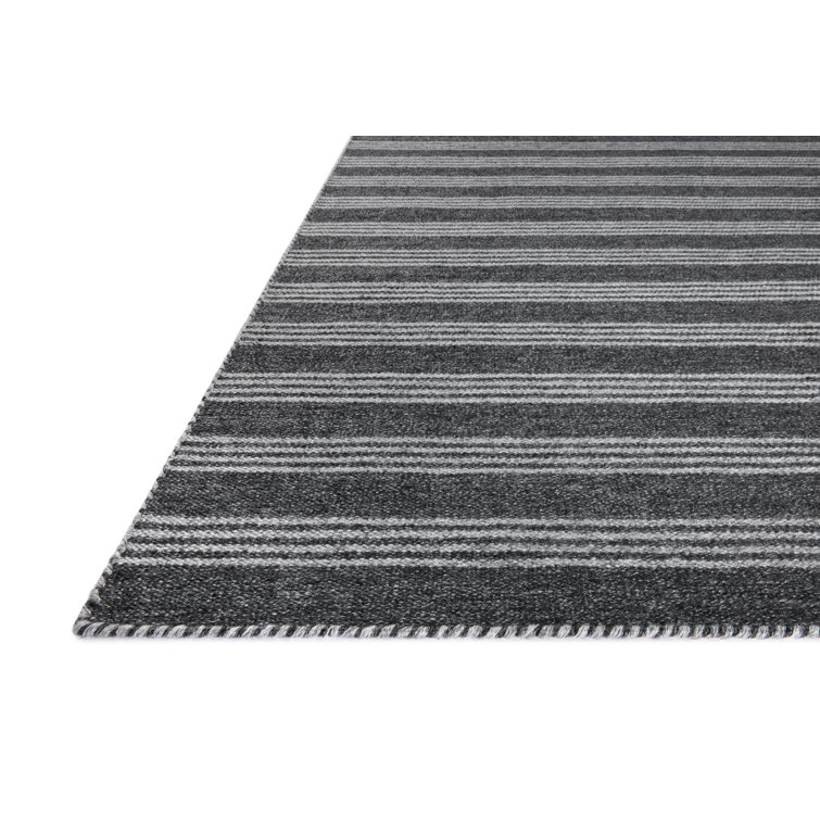 Charlie Gray Striped Reversible Synthetic 7'9" x 9'9" Area Rug