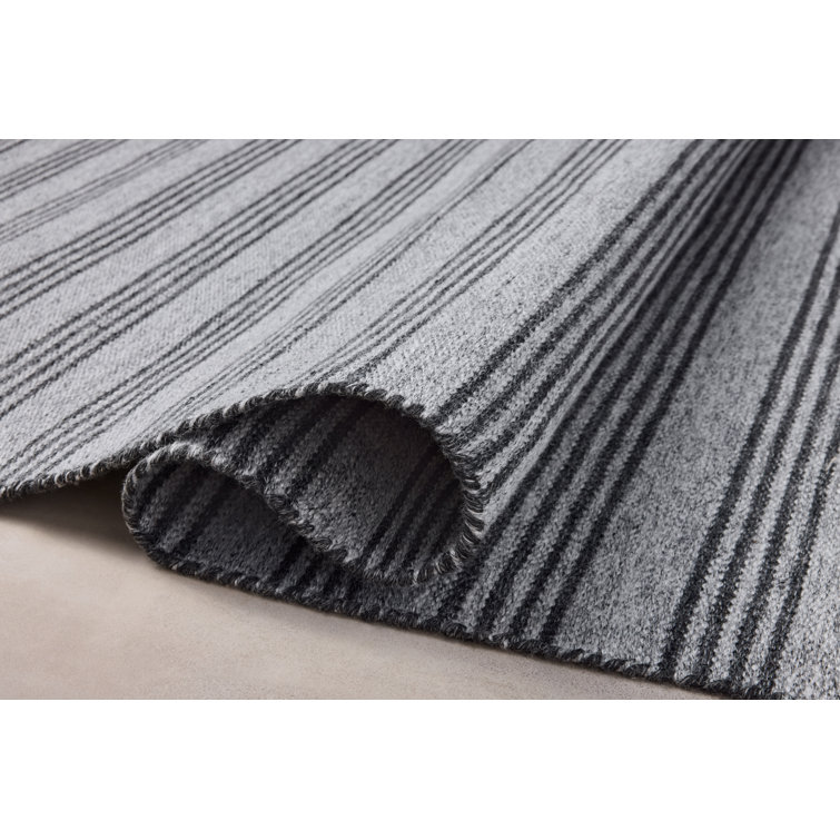 Dove Charcoal Gray Synthetic Flat Woven Reversible Area Rug 9'3" x 13'