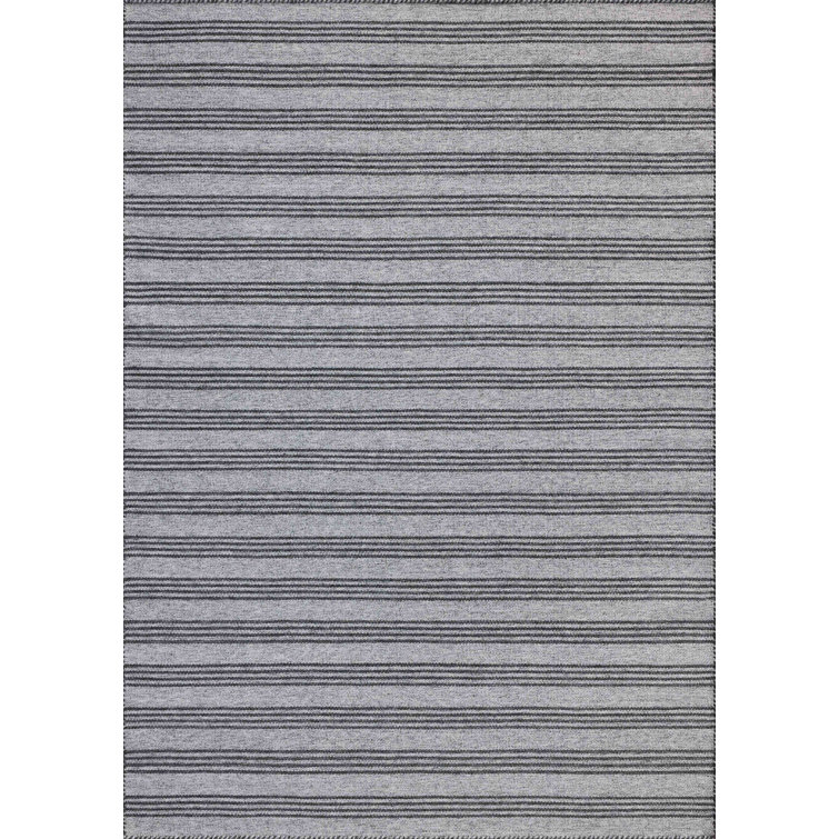 Dove Charcoal Gray Synthetic Flat Woven Reversible Area Rug 9'3" x 13'