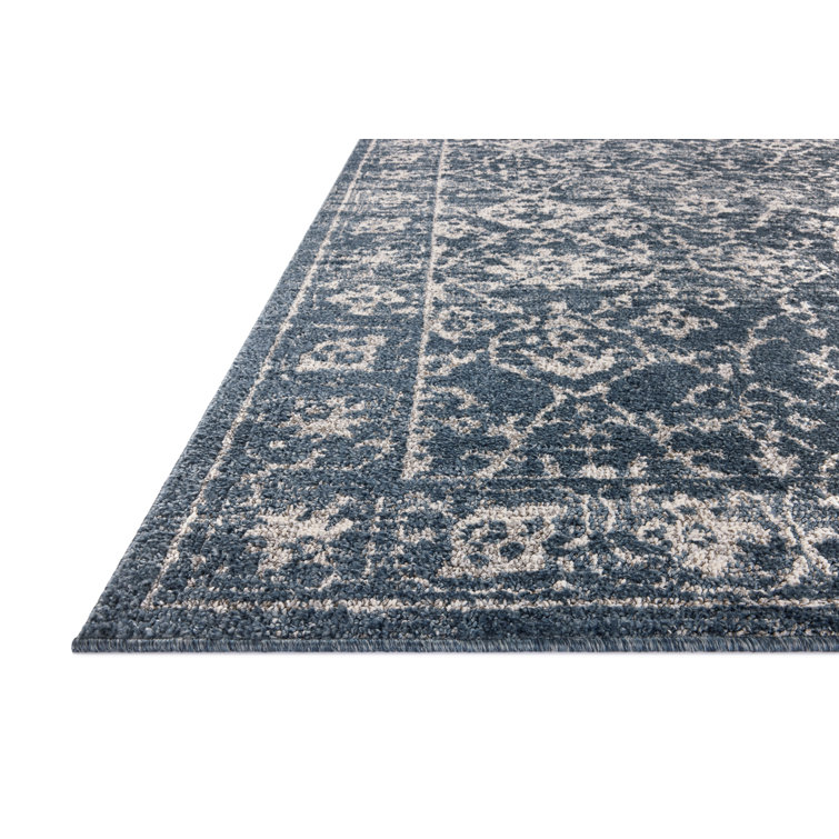 Gigi Navy and Stone Synthetic Rectangle Area Rug 7'10" x 10'
