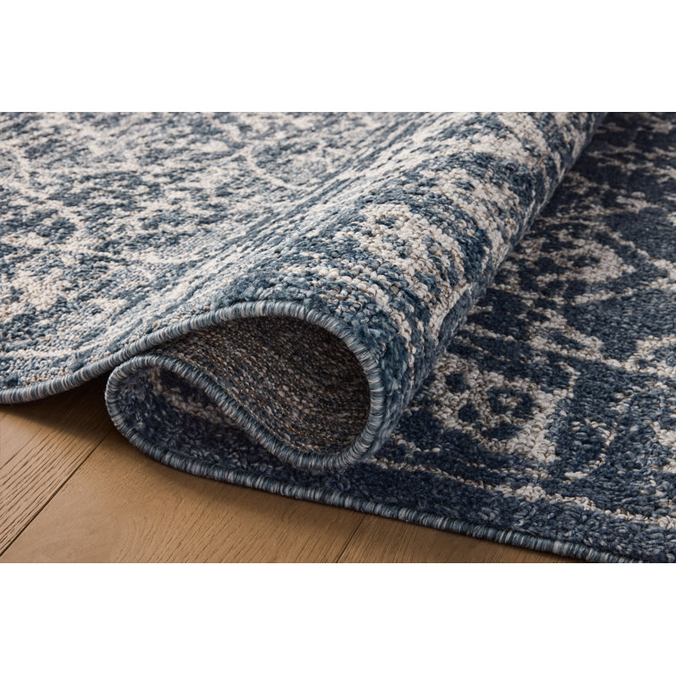 Gigi Navy and Stone Synthetic Rectangle Area Rug 7'10" x 10'