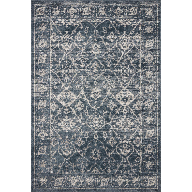 Gigi Navy and Stone Synthetic Rectangle Area Rug 7'10" x 10'