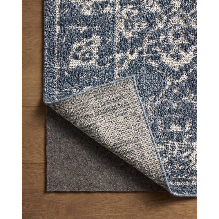 Gigi Navy and Stone Synthetic Rectangle Area Rug 7'10" x 10'