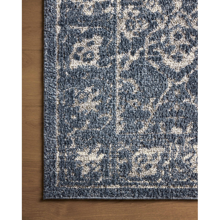 Gigi Navy and Stone Synthetic Rectangle Area Rug 7'10" x 10'