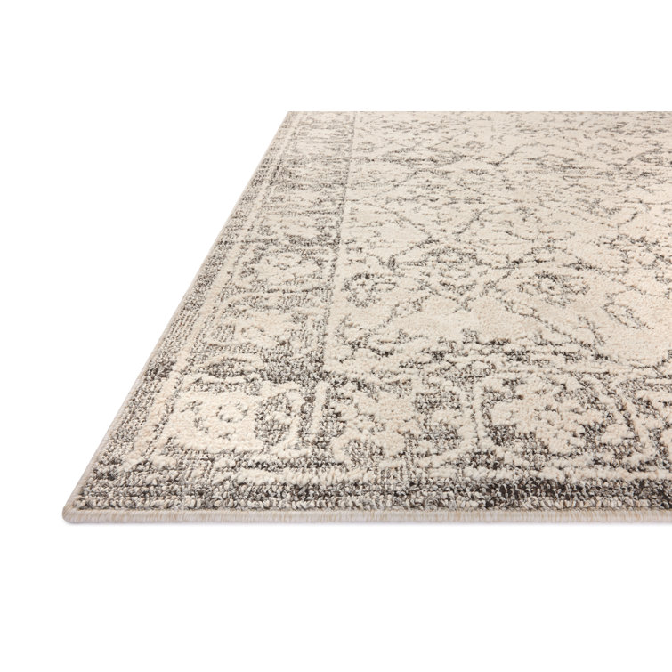 Ivory and Stone Synthetic Runner Rug 2'7" x 10'