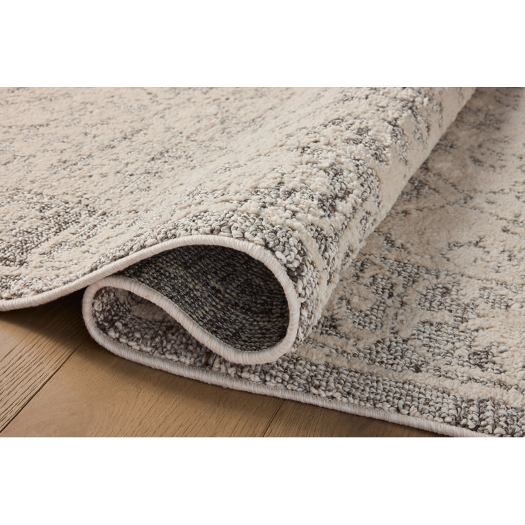 Ivory and Stone Synthetic Runner Rug 2'7" x 10'