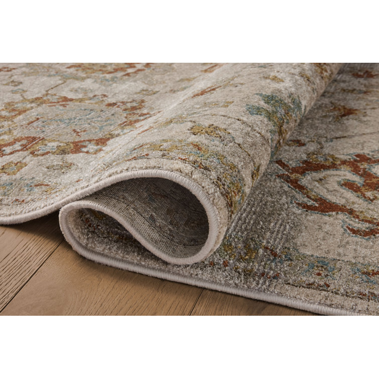 Oatmeal and Multicolor Synthetic Easy Care Rectangular Rug, 7'-6" x 10'