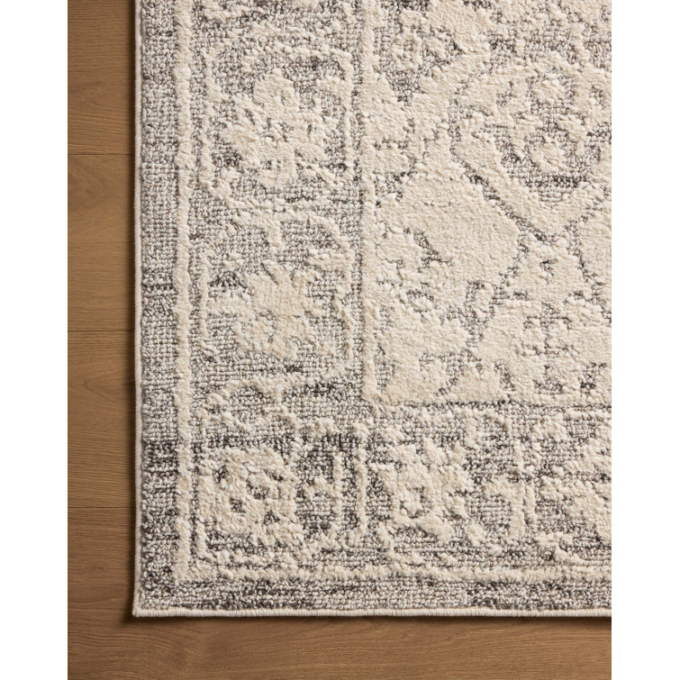 Ivory and Stone Synthetic Runner Rug 2'7" x 10'