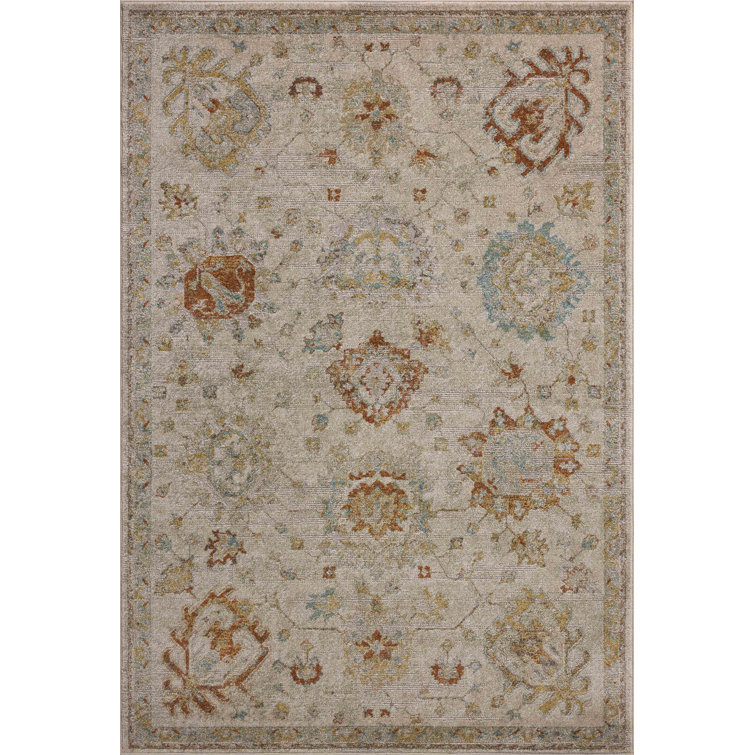 Oatmeal and Multicolor Synthetic Easy Care Rectangular Rug, 7'-6" x 10'