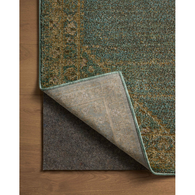 Aqua and Wheat Traditional Wool Cotton Area Rug 8'10" x 12'