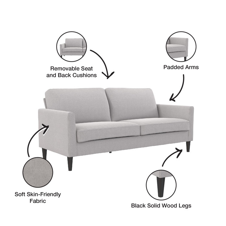 Light Gray Linen 67'' Wood Frame Pillow-Top Arm Sofa