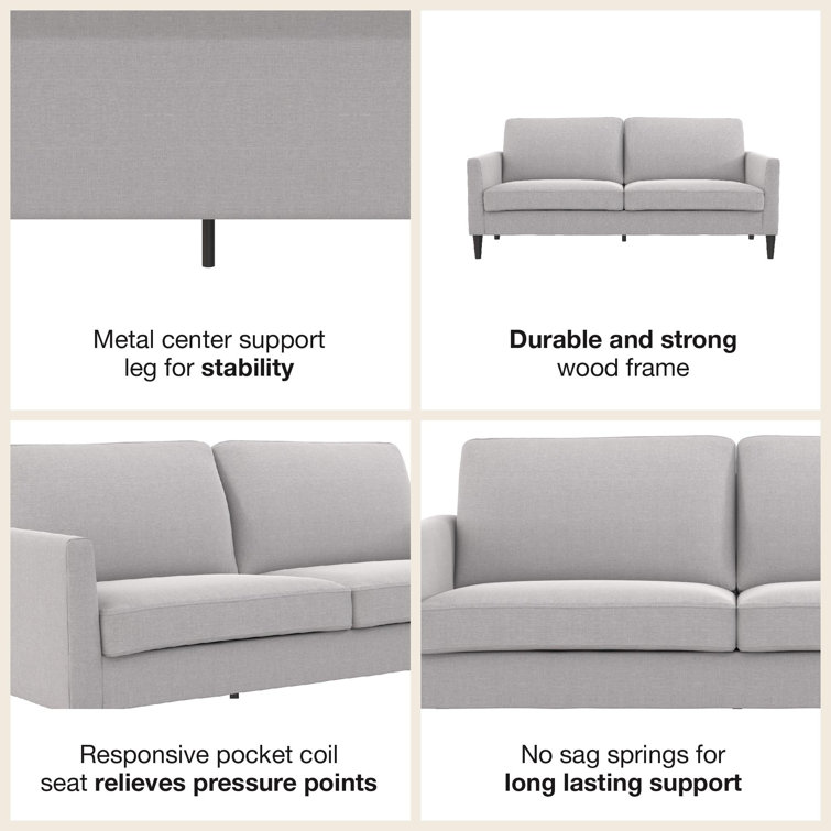Light Gray Linen 67'' Wood Frame Pillow-Top Arm Sofa