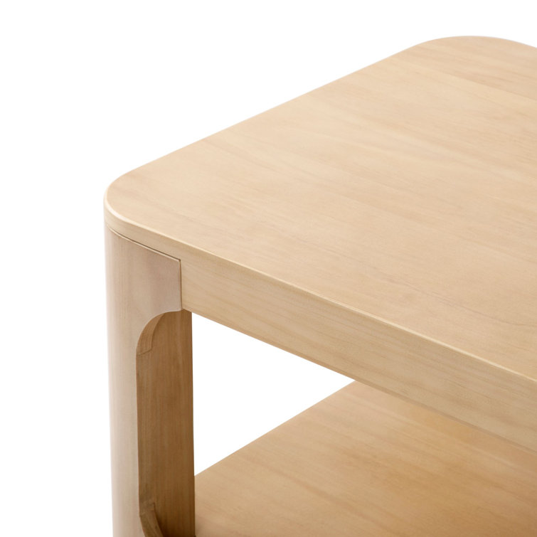 Blonde Pine Rectangular Coffee Table with Storage Shelf