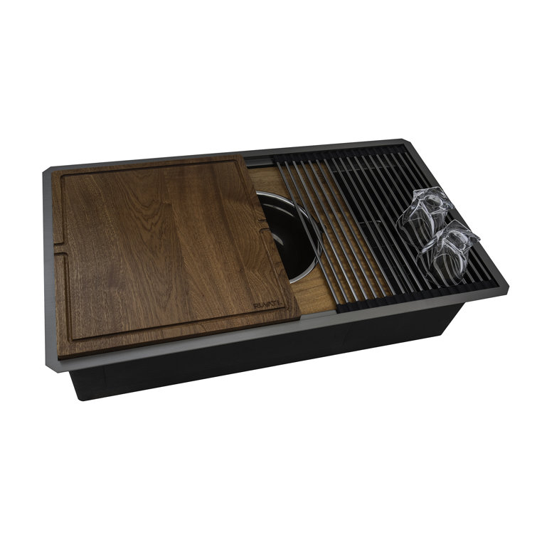 Ruvati 33.5" Black Stainless Steel Drop-In Kitchen Sink