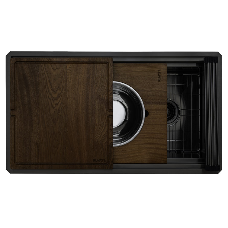 Ruvati 33.5" Black Stainless Steel Drop-In Kitchen Sink