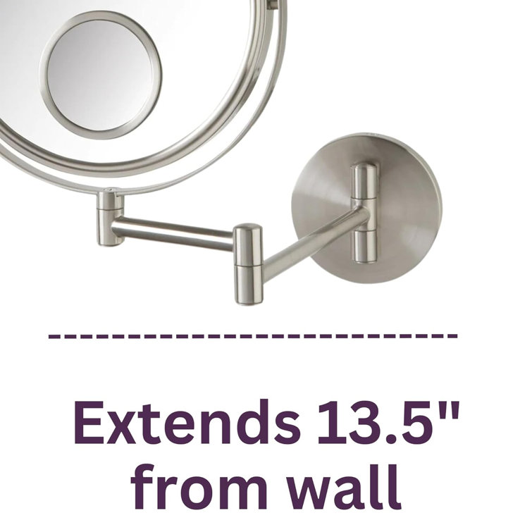 Elegant Nickel Finish 12.5'' Wall Mounted Magnifying Mirror