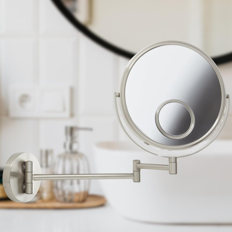 Elegant Nickel Finish 12.5'' Wall Mounted Magnifying Mirror