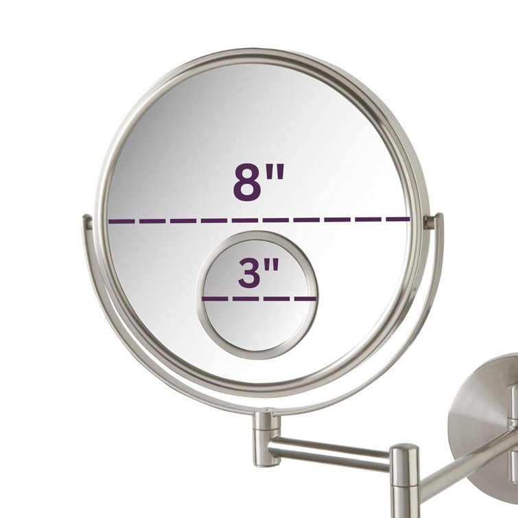 Elegant Nickel Finish 12.5'' Wall Mounted Magnifying Mirror