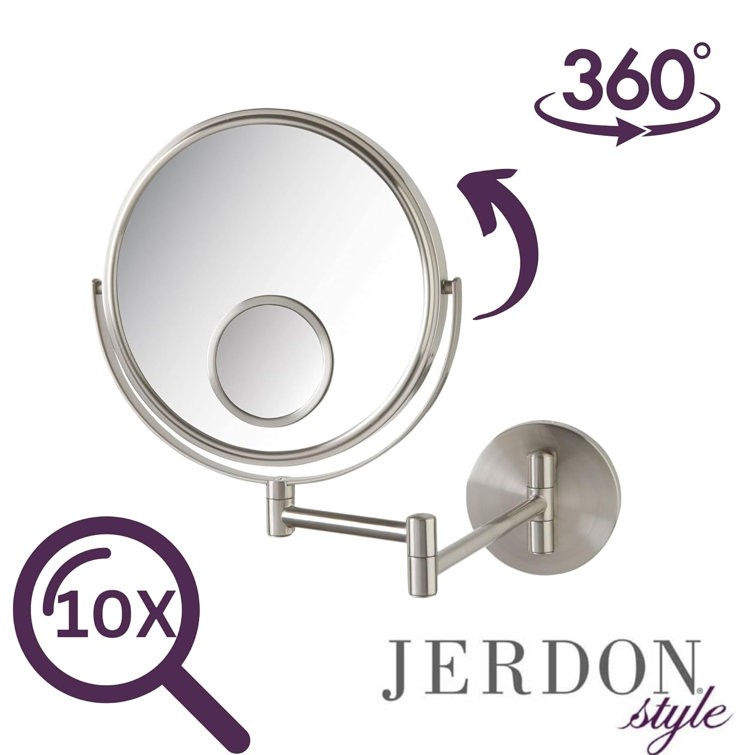 Elegant Nickel Finish 12.5'' Wall Mounted Magnifying Mirror
