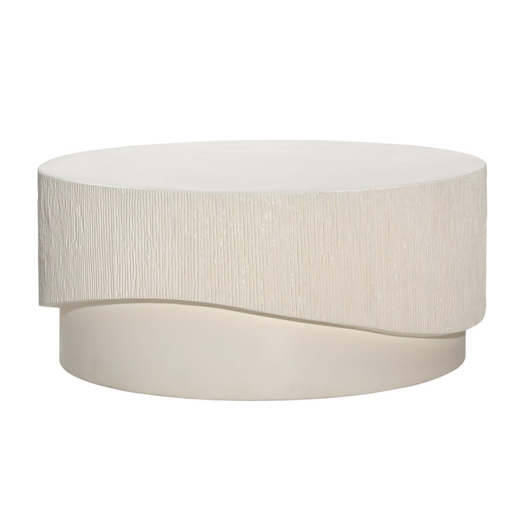 Albans 36'' White Concrete Round Outdoor Coffee Table