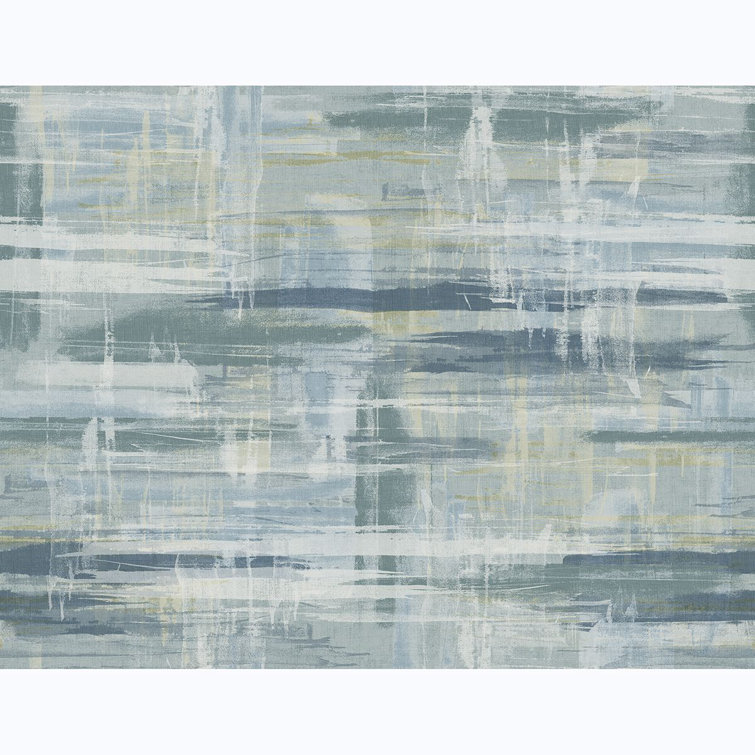 Marari Teal and Light Blue Distressed Abstract Wallpaper Roll