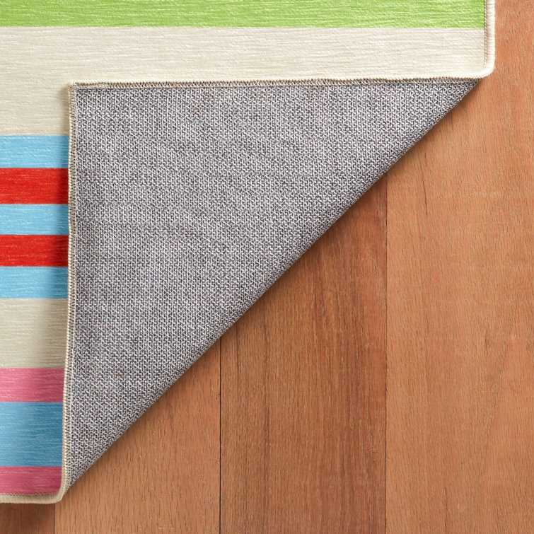 Multicolor Synthetic Stripe Washable 2x3 Rug
