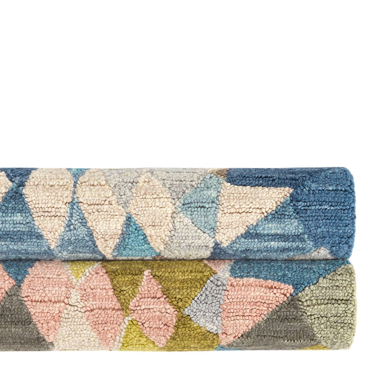 Handmade Blue Wool Rectangular Rug 2' x 3'