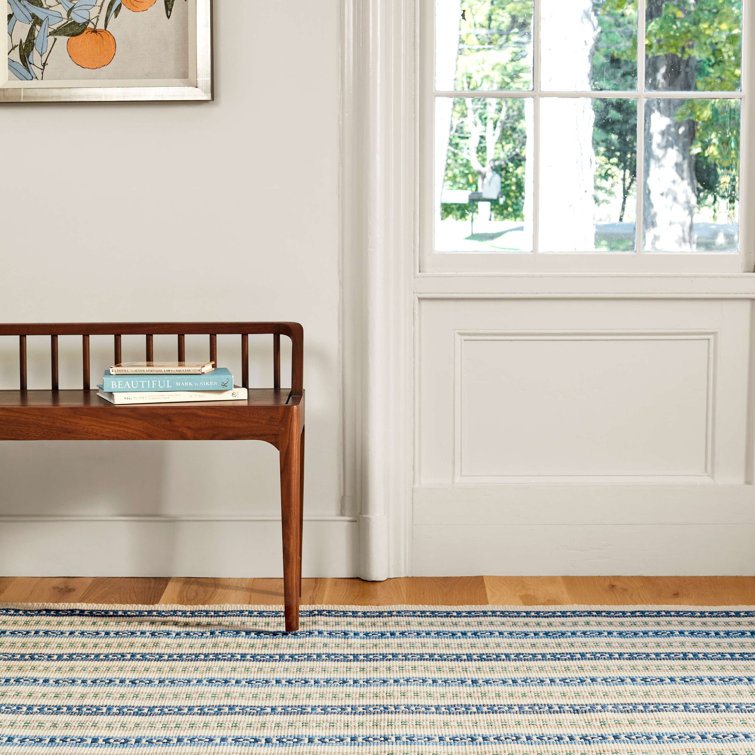 Indigo Blue and White Flat Woven Wool Cotton Runner Rug