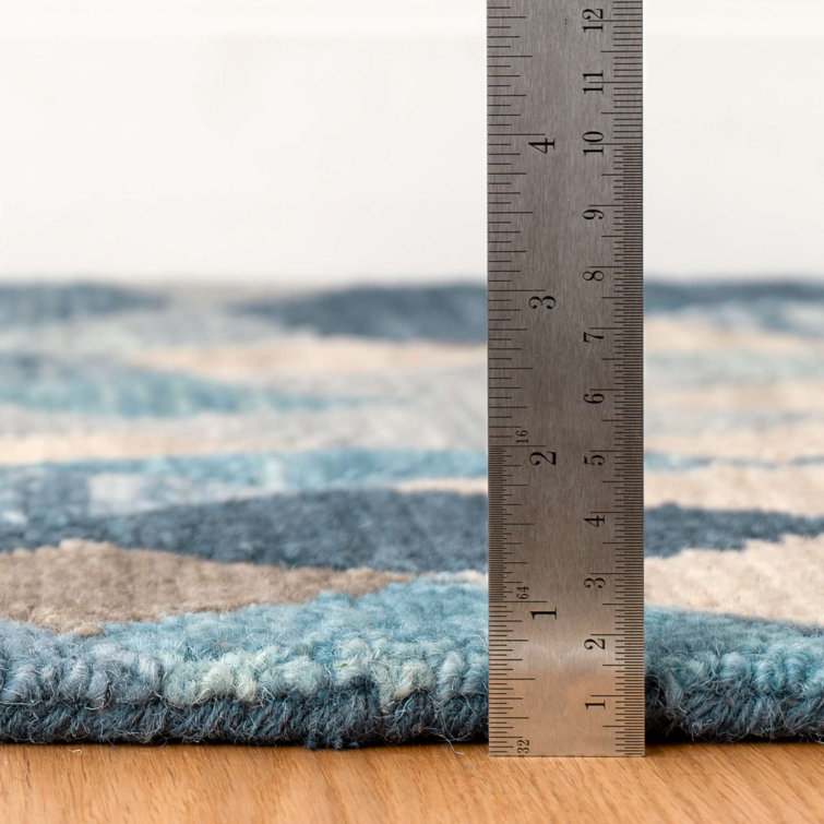 Handmade Blue Wool Rectangular Rug 2' x 3'