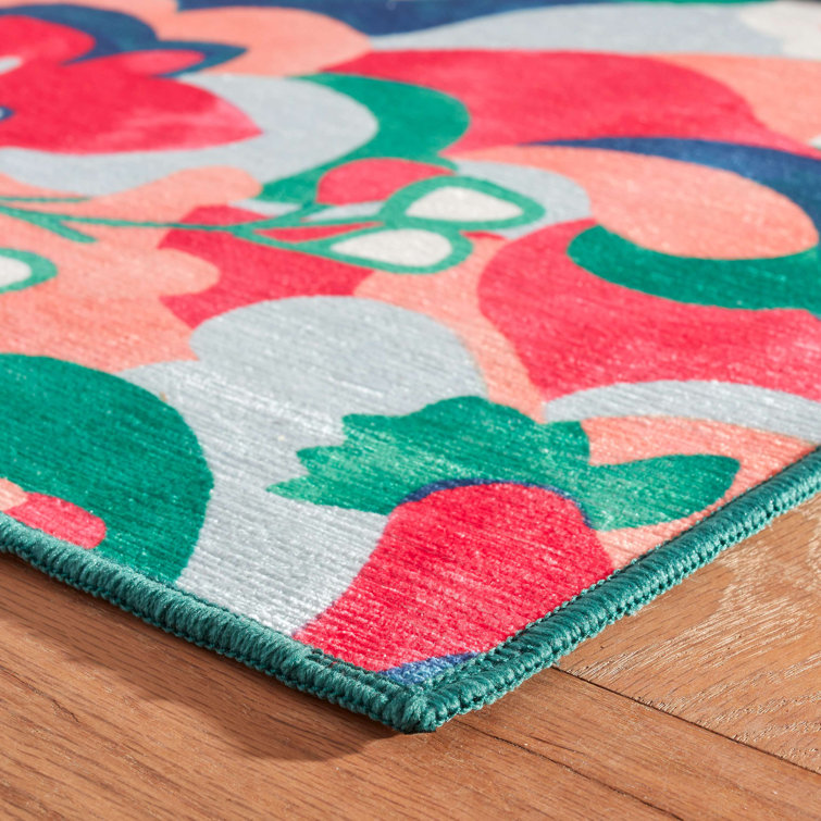 Dreamy Daisies Multicolor Synthetic Washable 8' x 10' Rug