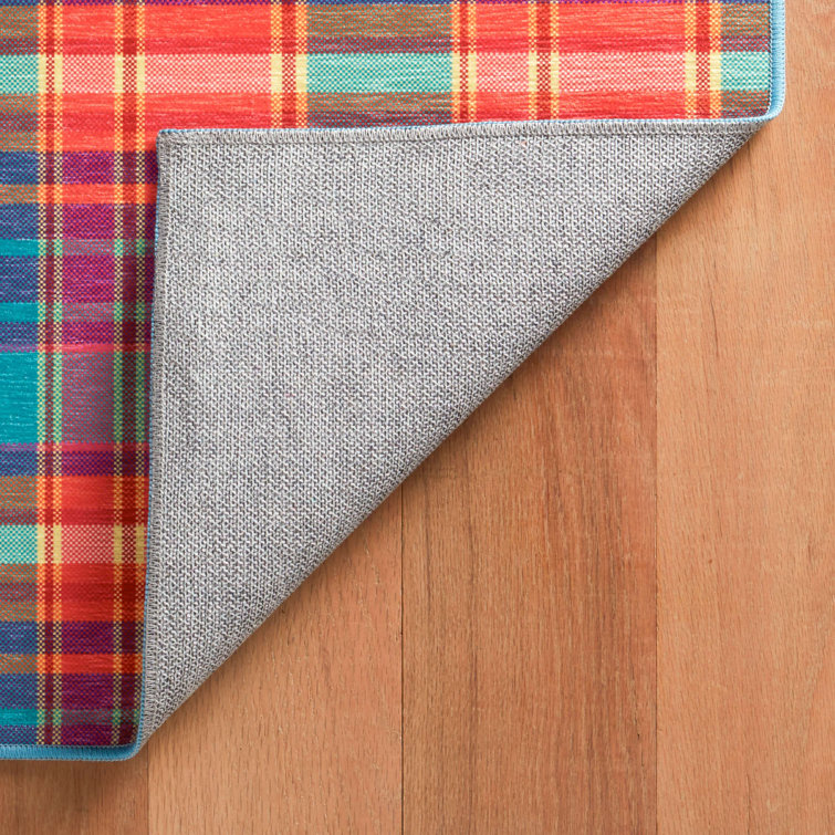 Frances Valentine Blue and Multicolor Machine Washable Rug 2' x 3'