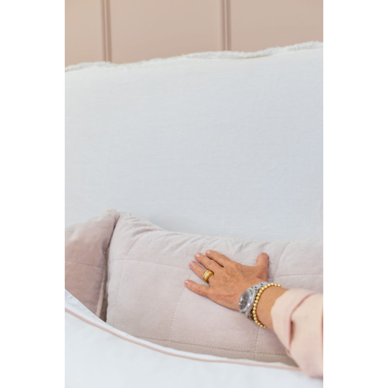 Blush Quilted Velvet Rectangular Accent Pillow