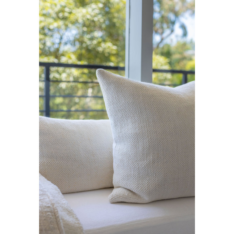 Cream 20" x 20" Linen Woven Throw Pillow