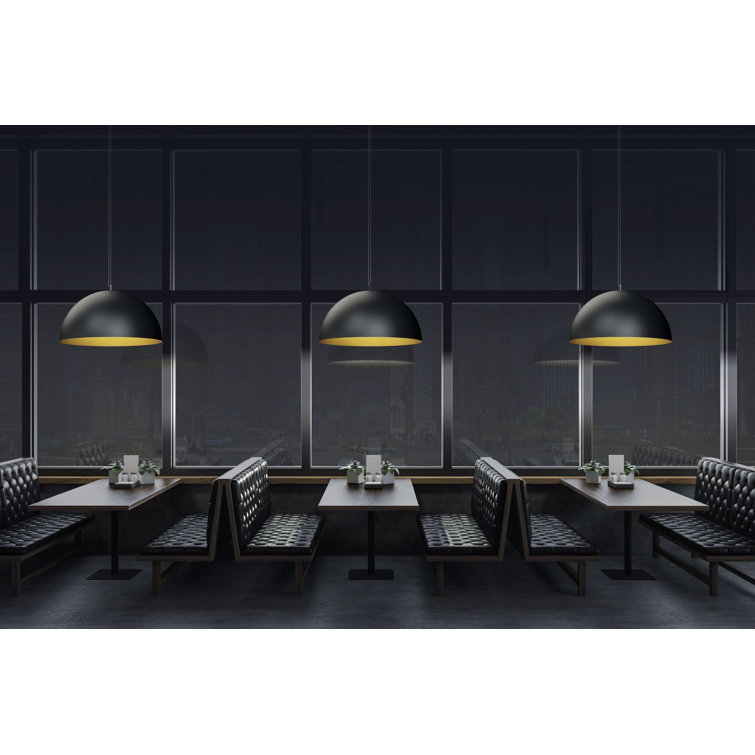 16" Black and Gold Aluminum Dome Pendant Light