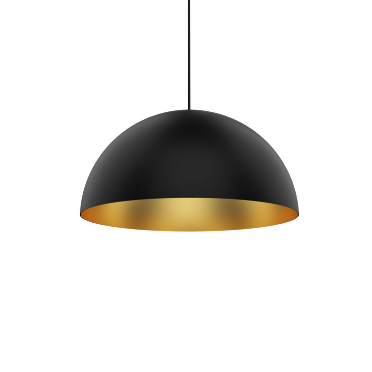 16" Black and Gold Aluminum Dome Pendant Light